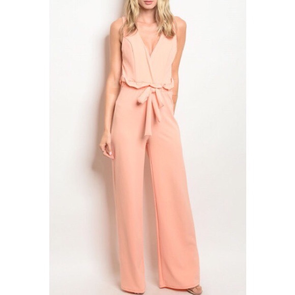 *LAST ONE* 1970s Vintage Designed Peach Jumpsuit - Picture 5 of 8